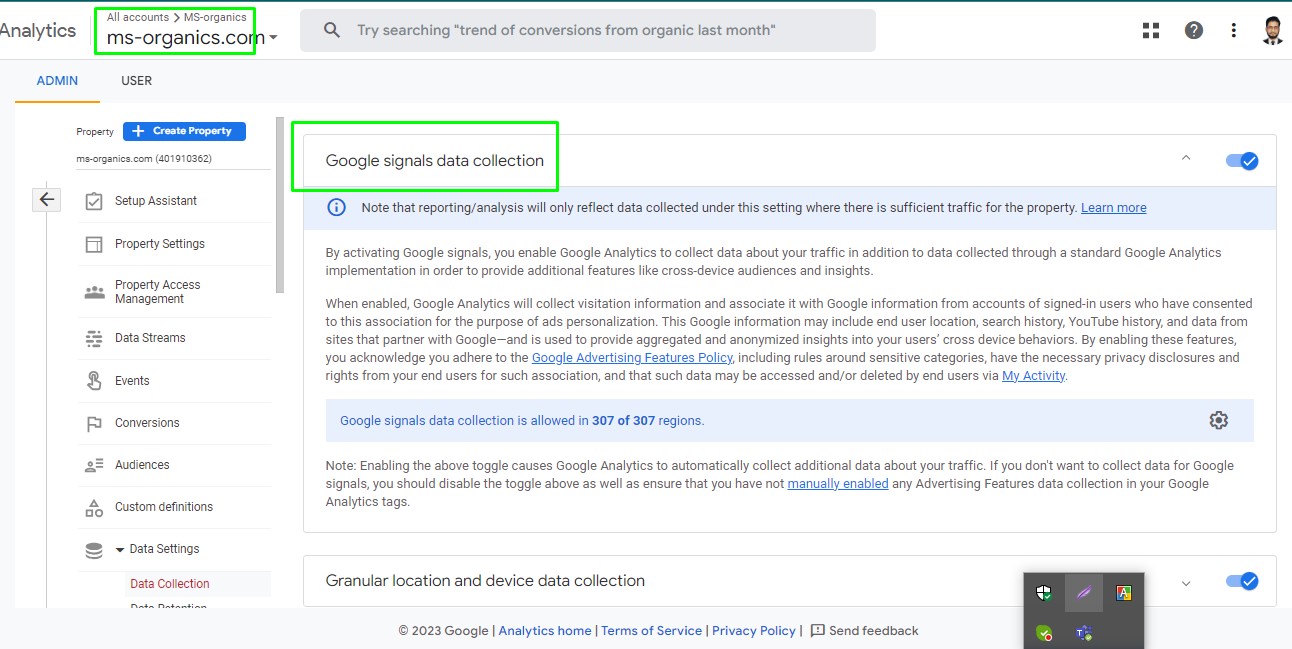 Google signal enable